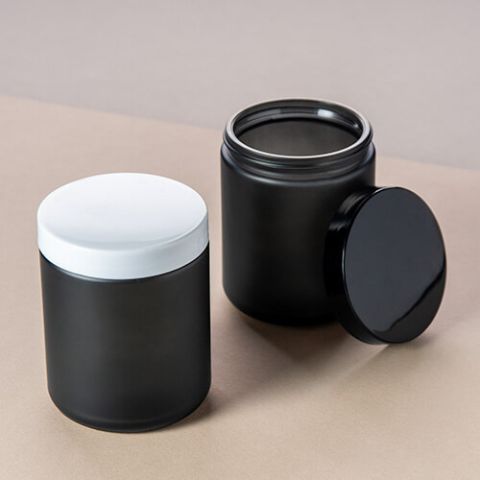 Candle Jar Ocher Frosted Black 