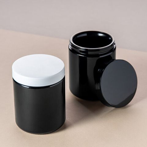 Candle Jar Ocher Gloss Black 