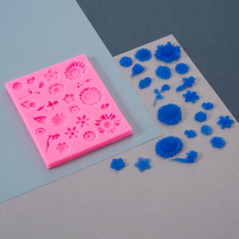 Themed Silicone Mould - Mixed Flower set 