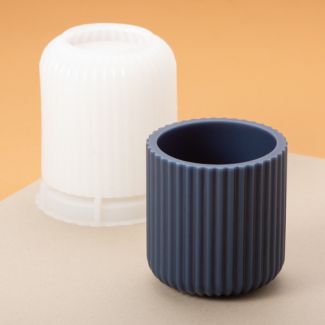 Silicone Candle Jar Mould - Ribbed Curve Jar 8 x 7.6cm